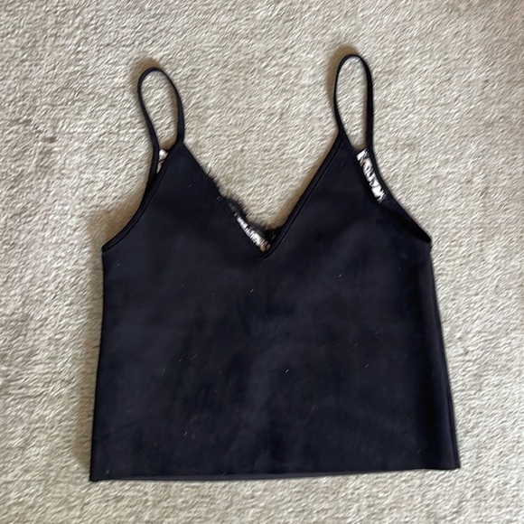 Zara faux suede tank top with lace size S - Picture 3 of 4